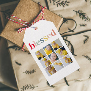 Collage Photo   Colourful Blessed Holiday Gift Gift Tags