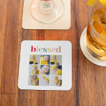 Collage Photo | Colourful Blessed Holiday Gift Glass Coaster<br><div class="desc">Celebrate the joy of the holiday season with our Collage Photo Colourful Blessed Holiday Gift. This stunning and personalised gift is a heartfelt way to share your love and blessings with friends and family.Make this holiday season extra special with a Collage Photo Colourful Blessed Holiday Gift from Zazzle. Create your...</div>