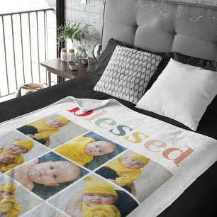 Collage Photo   Colourful Blessed Holiday Gift Sherpa Blanket