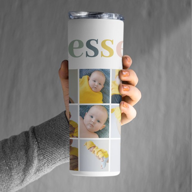 Collage Photo | Colourful Blessed Holiday Gift Thermal Tumbler (Creator Uploaded)