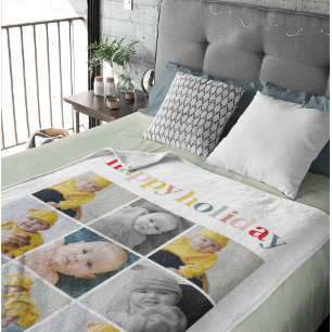 Collage Photo   Colourful Happy Holiday Fleece Blanket