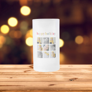 Collage Photo   Colourful Happy Holiday Frosted Glass Beer Mug