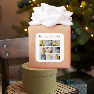 Collage Photo   Colourful Happy Holiday Square Sticker