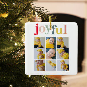 Collage Photo   Colourful Joyful Holiday Gift Ceramic Ornament
