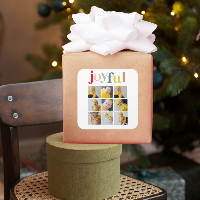 Collage Photo | Colourful Joyful Holiday Gift Square Sticker (Creator Uploaded)