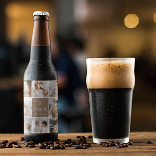 Collage Photo Dad We Love You Happy Fathers Day Beer Bottle Label