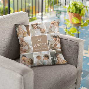 Collage Photo Dad We Love You Happy Fathers Day Cushion