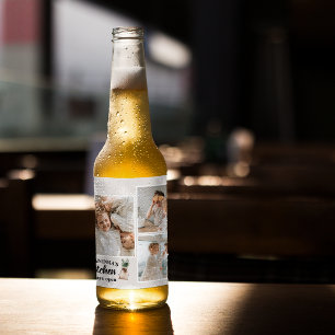 Collage Photo & Grandma Kitchen Is Always Open Beer Bottle Label