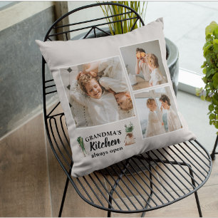 Collage Photo & Grandma Kitchen Is Always Open Cushion