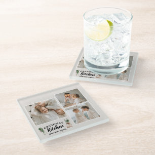 Collage Photo & Grandma Kitchen Is Always Open Glass Coaster
