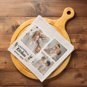 Collage Photo & Grandma Kitchen Is Always Open Tea Towel