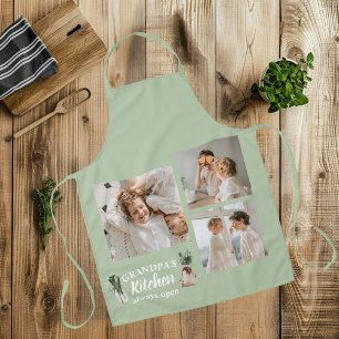 Collage Photo & Grandpa Kitchen Is Always Open Apron