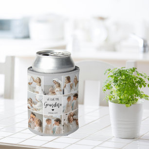 Collage Photo Grey We Love You Grandma Best Gift Can Cooler