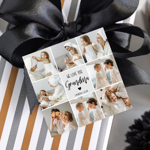 Collage Photo Grey We Love You Grandma Best Gift Favour Tags