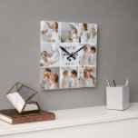 Collage Photo Grey We Love You Grandma Best Gift  Square Wall Clock<br><div class="desc">"Collage Photo Grey We Love You Grandma Best Gift" is likely a description for a photo frame or display that features a collage of photos in shades of grey with the words "We Love You Grandma" prominently displayed. This would make for a thoughtful and sentimental gift for a grandmother on...</div>