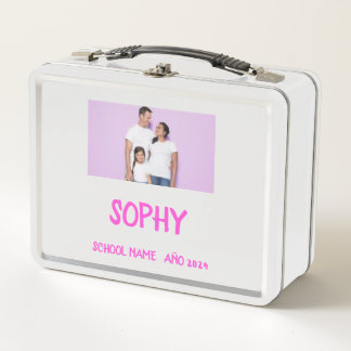 COLLAGE photo Lunchbox ROSE , WHITE To Customise