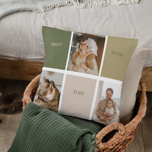 Collage Photo Modern Best Dad Ever Gift Cushion