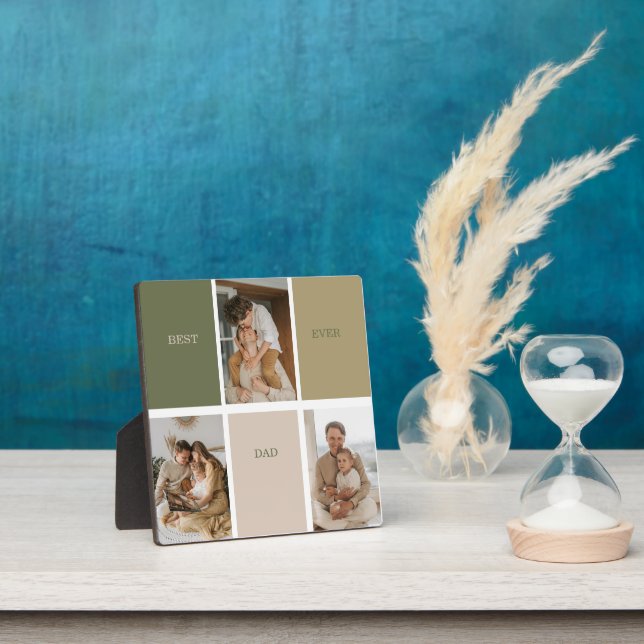 Collage Photo Modern Best Dad Ever Gift Plaque (Insitu)