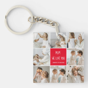 Collage Photo Mum Red We Love You Best Mother Gift Key Ring
