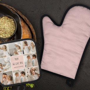 Collage Photo Mum We Love You Best Mother Gift Oven Mitt & Pot Holder Set