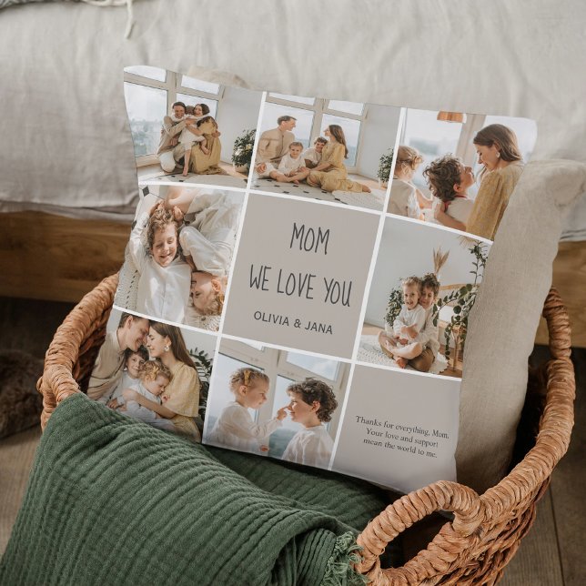 Collage Photo Mum We Love You – Personalised Cushion (Creator Uploaded)