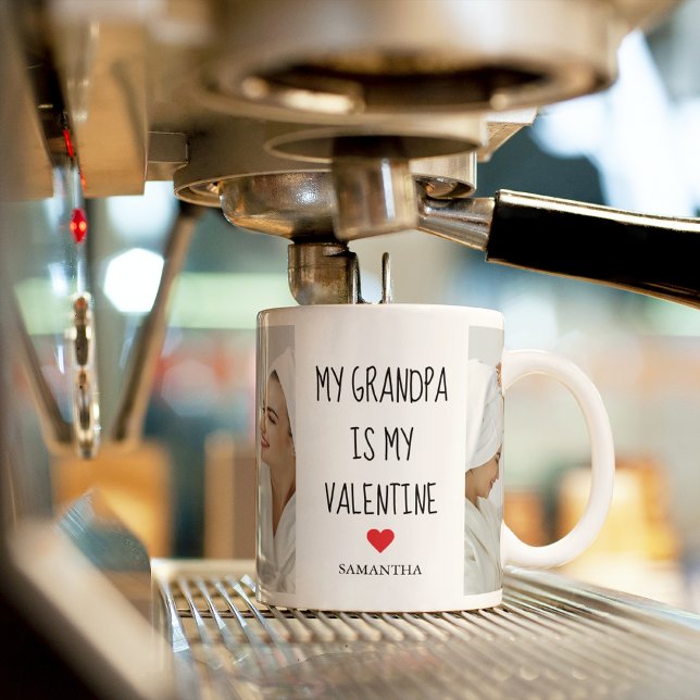 Collage Photo | My Grandpa Is My Valentine Gift  Coffee Mug (Creator Uploaded)