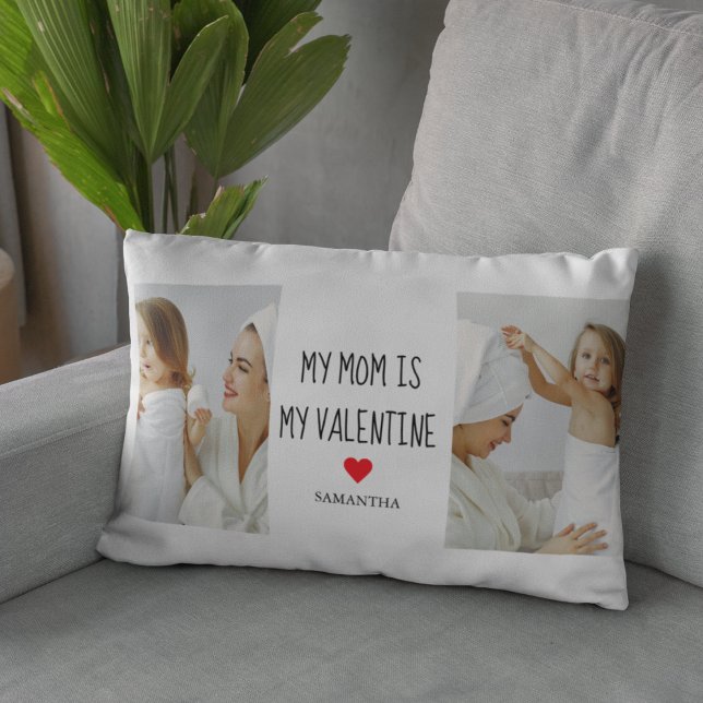 Collage Photo | My Mum Is My Valentine Gift Lumbar Cushion (Creator Uploaded)