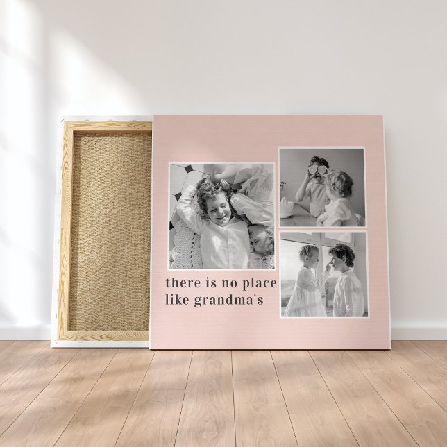 Collage Photo Pastel Pink Best Grandma Gift Canvas Print (Creator Uploaded)