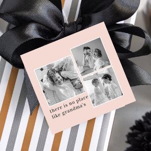 Collage Photo Pastel Pink Best Grandma Gift Favour Tags