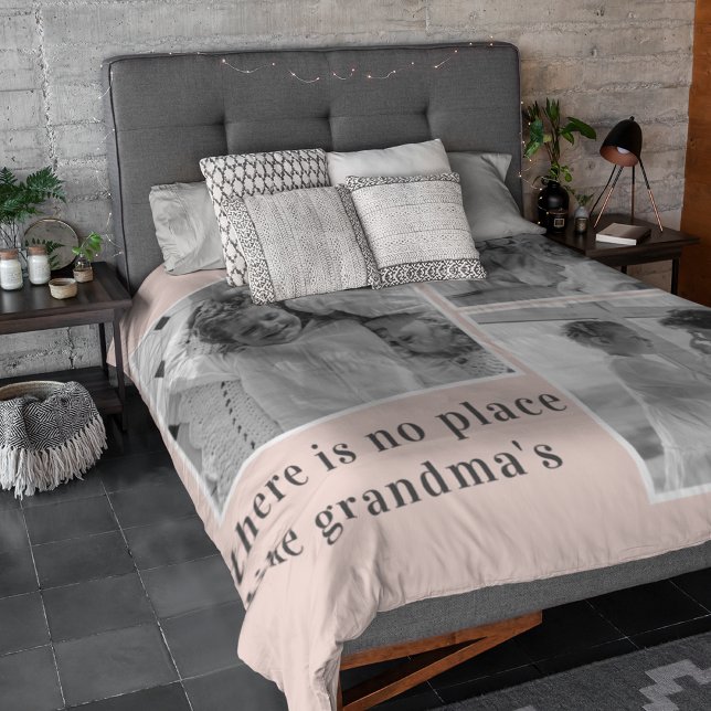 Collage Photo Pastel Pink Best Grandma Gift Fleece Blanket (Creator Uploaded)