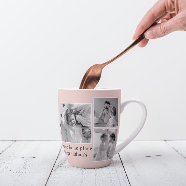 Collage Photo Pastel Pink Best Grandma Gift Latte Mug (Creator Uploaded)