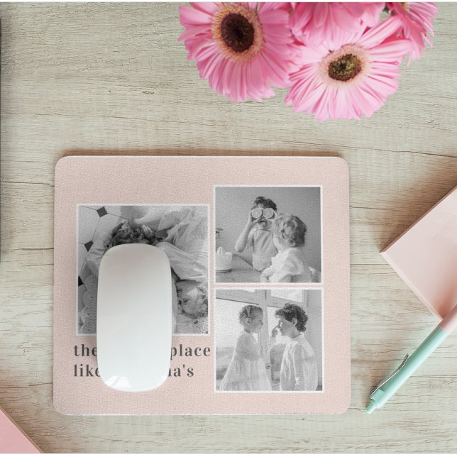 Collage Photo Pastel Pink Best Grandma Gift Mouse Pad (Creator Uploaded)