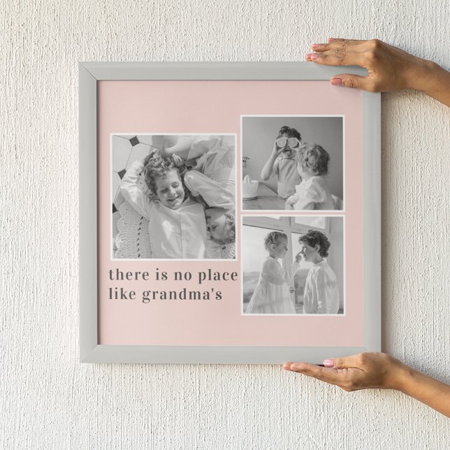 Collage Photo Pastel Pink Best Grandma Gift Poster (Creator Uploaded)