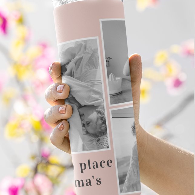 Collage Photo Pastel Pink Best Grandma Gift Thermal Tumbler (Creator Uploaded)