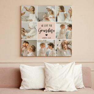 Collage Photo Pink We Love You Grandma Best Gift Canvas Print