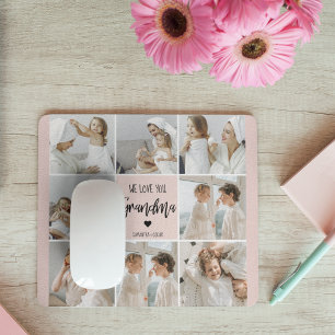 Collage Photo Pink We Love You Grandma Best Gift Mouse Pad