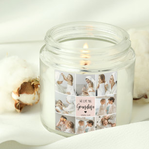 Collage Photo Pink We Love You Grandma Best Gift Square Sticker