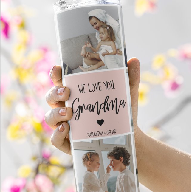 Collage Photo Pink We Love You Grandma Best Gift Thermal Tumbler (Creator Uploaded)