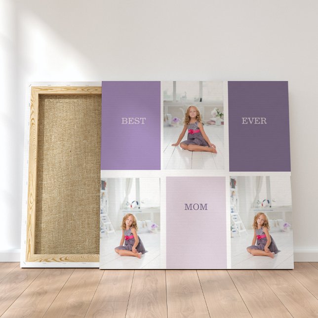 Collage Photo Purple Best Mom Ever Gift Canvas Print (Creator Uploaded)