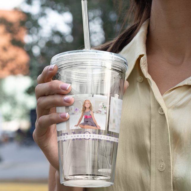 Collage Photo Purple Best Mum Ever Gift Acrylic Tumbler (Creator Uploaded)