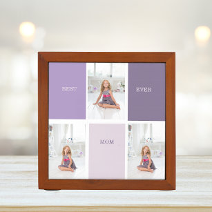 Collage Photo Purple Best Mum Ever Gift Desk Organiser