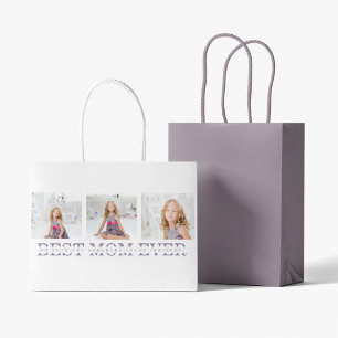 Collage Photo Purple Best Mum Ever Gift Large Gift Bag