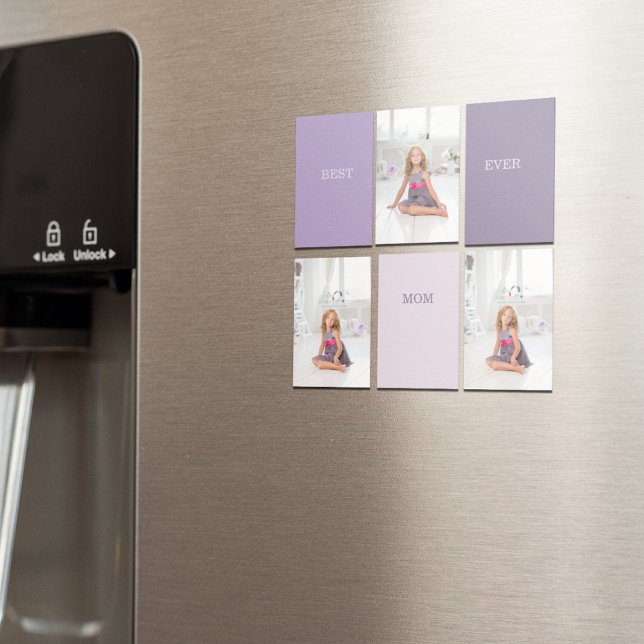 Collage Photo Purple Best Mum Ever Gift Magnet (Creator Uploaded)