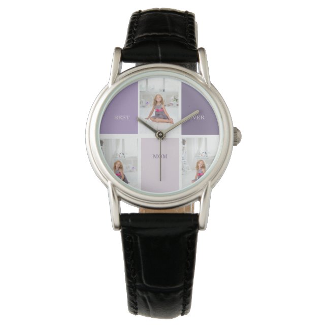 Collage Photo Purple Best Mum Ever Gift Watch (Front)