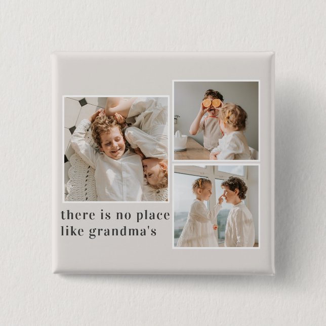 Collage Photo & Quote Best Grandma Gift 15 Cm Square Badge (Front)