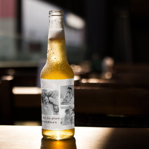 Collage Photo & Quote Best Grandma Gift Beer Bottle Label