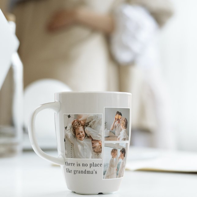 Collage Photo & Quote Best Grandma Gift Latte Mug (Creator Uploaded)