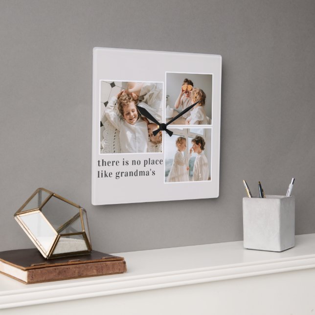 Collage Photo & Quote Best Grandma Gift Square Wall Clock (Office)