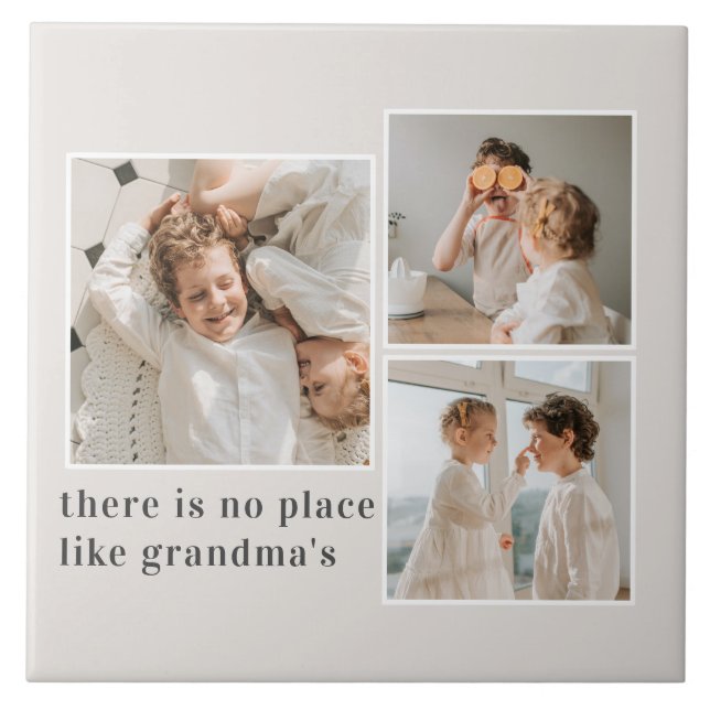 Collage Photo & Quote Best Grandma Gift Tile (Front)