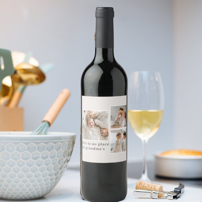 Collage Photo & Quote Best Grandma Gift Wine Label (Creator Uploaded)